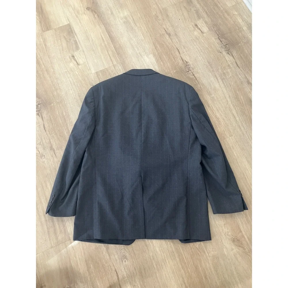 CHAPS Ralph Lauren Mens Charcoal Pinstripe‎ Wool Blazer Jacket 2 Button